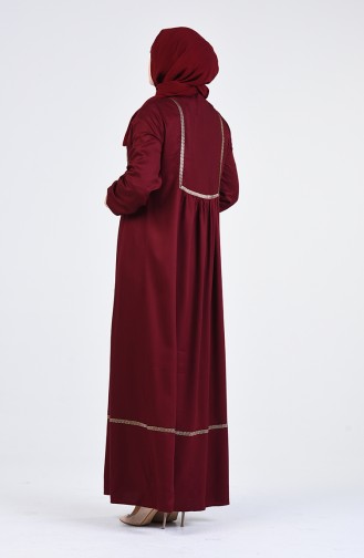 Büyük Beden Büzgülü Elbise 1725-08 Bordo