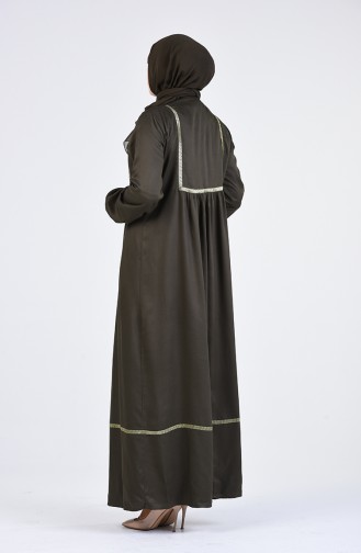 Büyük Beden Büzgülü Elbise 1725-09 Koyu Haki