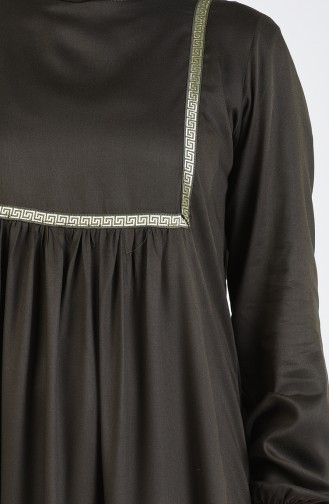 Plus Size Gathered Dress 1725-09 Dark Khaki 1725-09