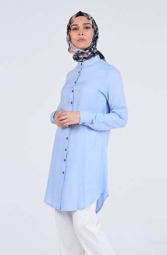 Düğmeli Tunik 3179-02 Bebe Mavisi