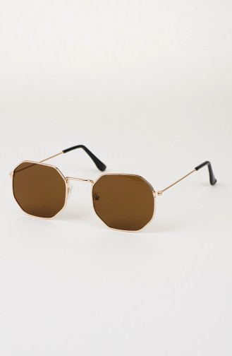 Unisex Güneş Gözlüğü P008-03 Kahverengi Cam Sarı Çerçeve