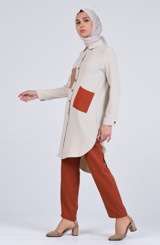 Beli Lastikli Pantolon 4125PNT-03 Kiremit