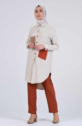 Beli Lastikli Pantolon 4125PNT-03 Kiremit