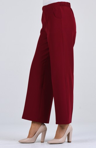 Elastic waist wide-leg Trousers 0505-03 Burgundy 0505-03