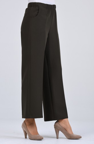 Elastic waist wide-leg Trousers 0505-04 Dark Green 0505-04