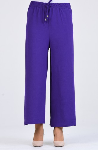 Aerobin Fabric Elastic waist wide Leg Pants 5459-07 Purple 5459-07