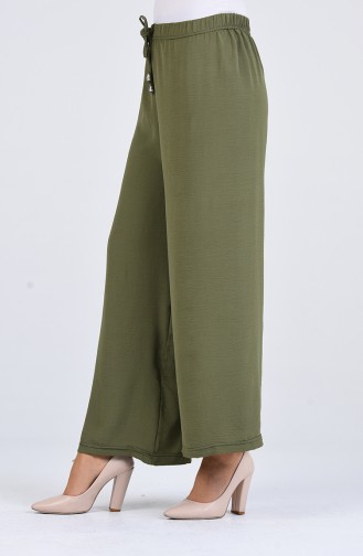 Aerobin Fabric Elastic waist wide Leg Pants 5459-11 Light Khaki 5459-11