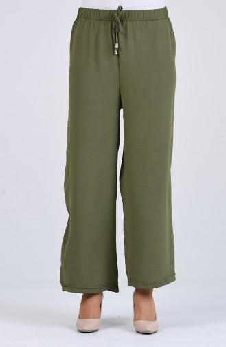 Aerobin Fabric Elastic waist wide Leg Pants 5459-11 Light Khaki 5459-11
