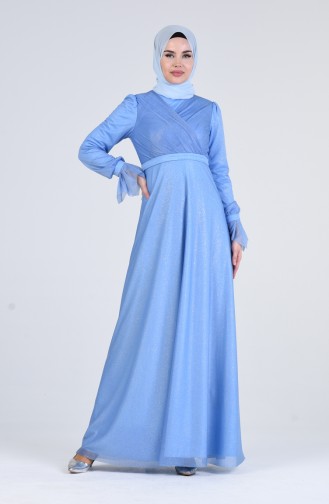 Silvery Evening Dress 1009-05 Blue 1009-05