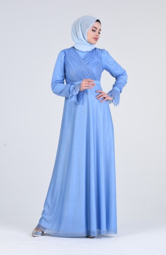 Silvery Evening Dress 1009-05 Blue 1009-05