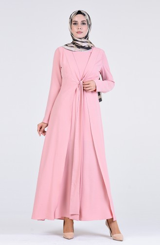 Beige-Rose Hijab Kleider 7670-02