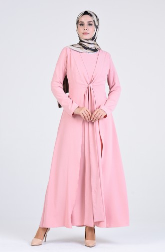 Robe Hijab Rose Pâle 7670-02