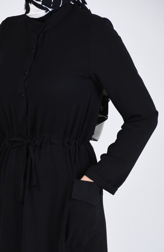 Schwarz Hijab Kleider 7684-03