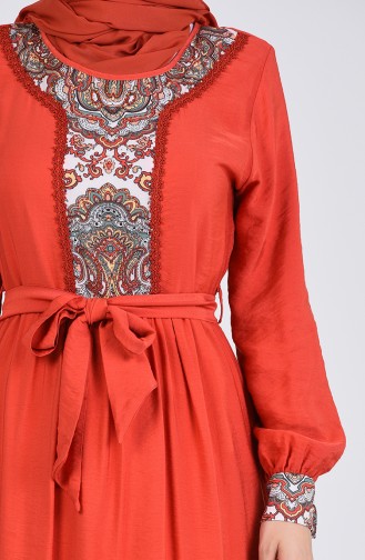 Brick Red Hijab Dress 9Y3960300-01