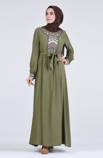 Khaki Hijab Kleider 9Y3960300-02