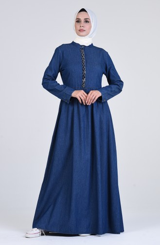 Navy Blue Hijab Dress 5004-01