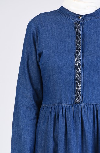 Navy Blue Hijab Dress 5004-01