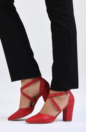Bayan Topuklu Ayakkabı 1102-13 Kırmızı Cilt