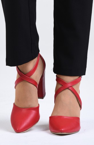 Bayan Topuklu Ayakkabı 1102-13 Kırmızı Cilt