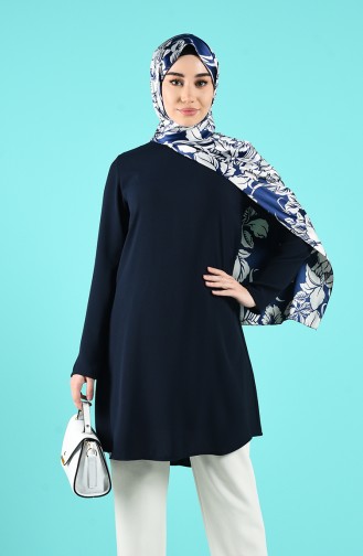 Düz Basic Tunik 8241-07 Lacivert