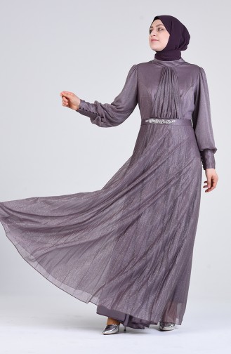 Plus Size Silvery Evening Dress 1316-01 Lilac 1316-01