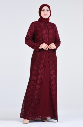 Claret red İslamitische Avondjurk 1319-04