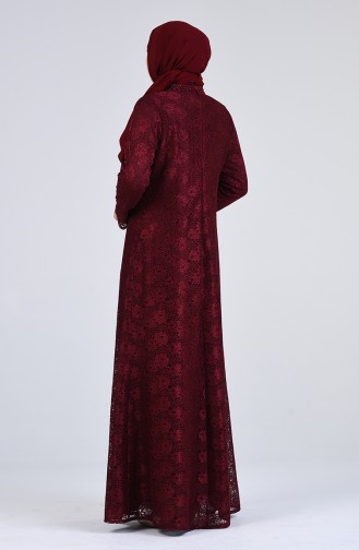 Weinrot Hijab-Abendkleider 1319-04