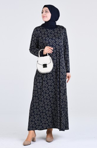 Dunkelblau Hijab Kleider 4550J-01