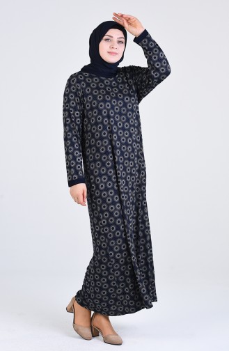 Navy Blue Hijab Dress 4550J-01