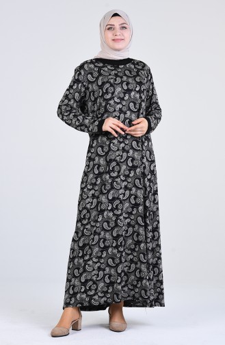 Schwarz Hijab Kleider 4550K-01
