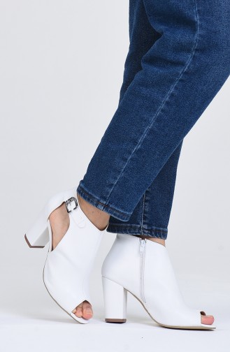 Bayan Topuklu Ayakkabı 1302-05 Beyaz