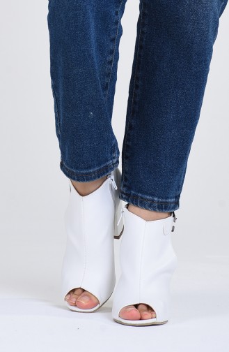 Bayan Topuklu Ayakkabı 1302-05 Beyaz