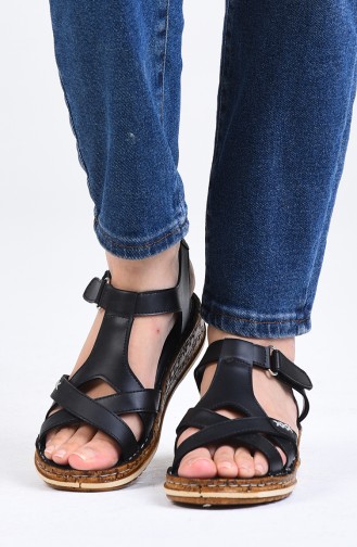 Schwarz Sommer Sandalen 0201-02