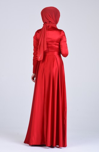 Satin Evening Dress 1016-01 Red 1016-01