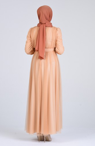 Belted Evening Dress 7663-02 Salmon 7663-02