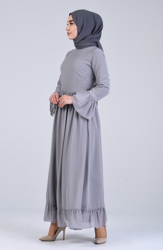 Büzgülü Elbise 7620-03 Gri