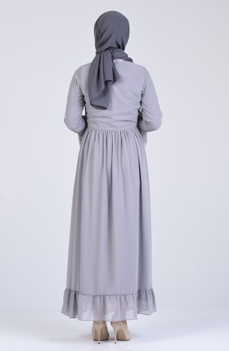 Büzgülü Elbise 7620-03 Gri