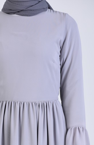 Büzgülü Elbise 7620-03 Gri