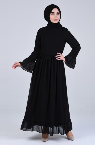 Schwarz Hijab Kleider 7620-04
