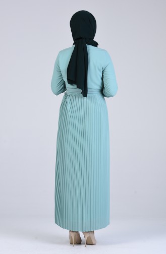 Buttoned Gathered Dress 7624-05 Mint Green 7624-05