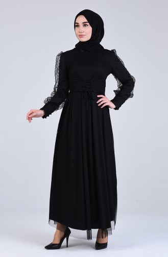 Schwarz Hijab Kleider 7675-01