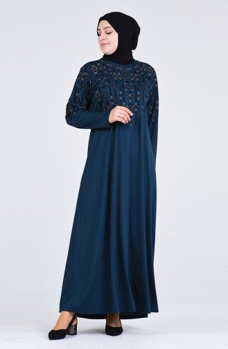 فستان أزرق زيتي داكن 4896-05