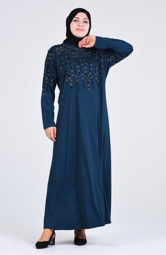 فستان أزرق زيتي داكن 4896-05