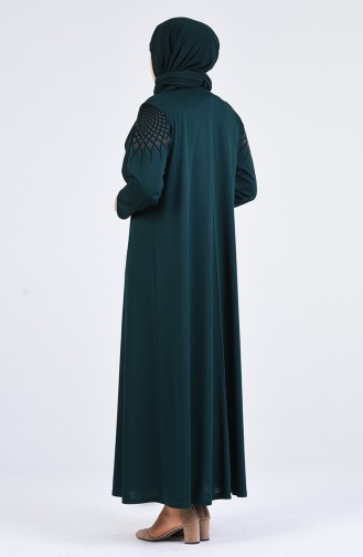 Büyük Beden Örme Elbise 4900-05 Zümrüt Yeşili
