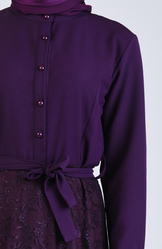 Lace Detailed Dress 3041-01 Purple 3041-01