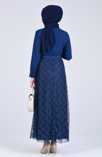 Lace Detailed Dress 3041-02 Indigo 3041-02