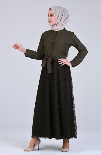 Khaki Hijab Kleider 3041-04