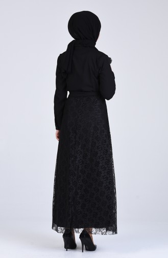 Schwarz Hijab Kleider 3041-07