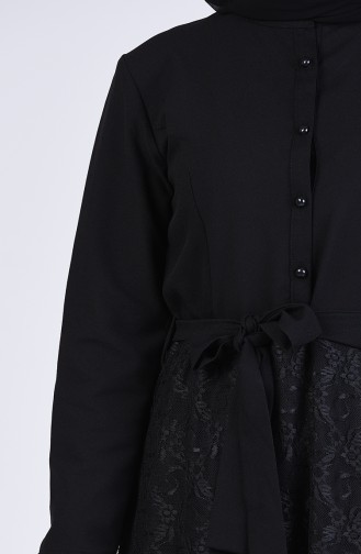 Dantel Detaylı Elbise 3041-07 Siyah