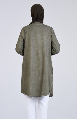 Şile Bezi Dantel Detaylı Tunik 2828-05 Haki